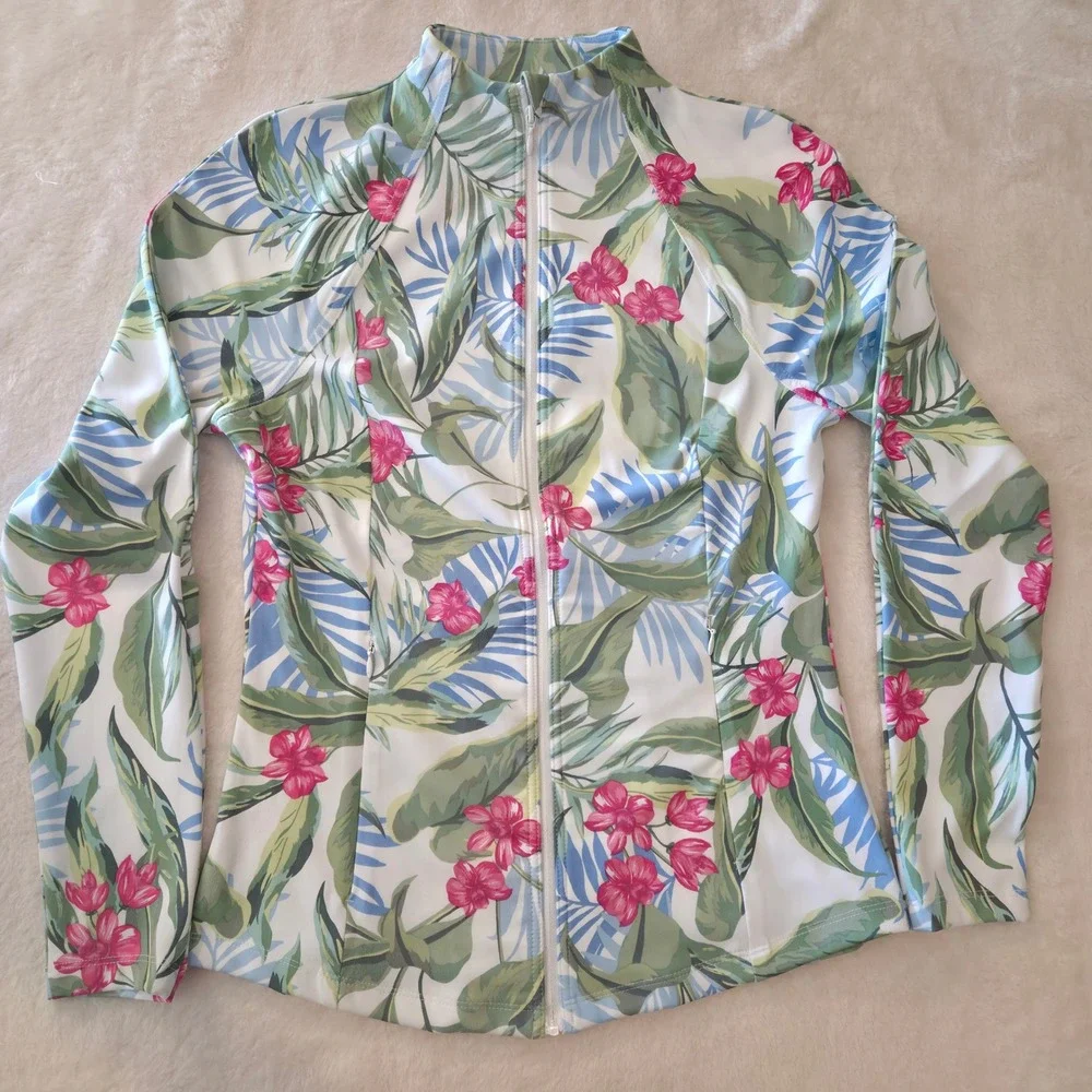 Tommy Bahama Active Set Womens S/XS White Floral NEW Jacket & Skort 2pc